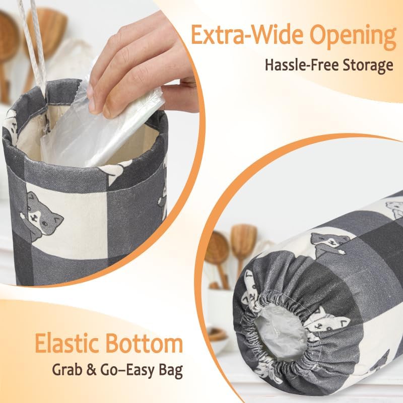 TOGETRUE Plastic Bag Holder, Cute Grocery Bag Holder for Plastic Bags, Wall Mount Bags Dispenser for Home Kitchen Decor (Cat)