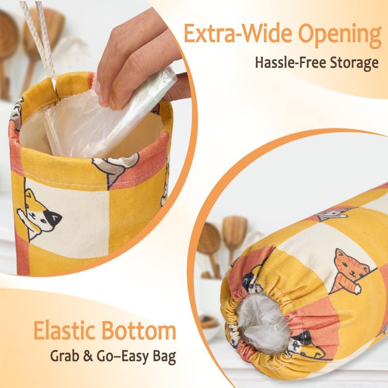 TOGETRUE Plastic Bag Holder, Cute Grocery Bag Holder for Plastic Bags, Wall Mount Bags Dispenser for Home Kitchen Decor (Cat)
