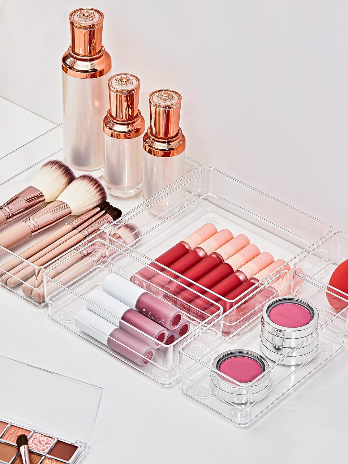 Drawer Organizer 5-Size Desk Makeup Drawer Organizer Clear