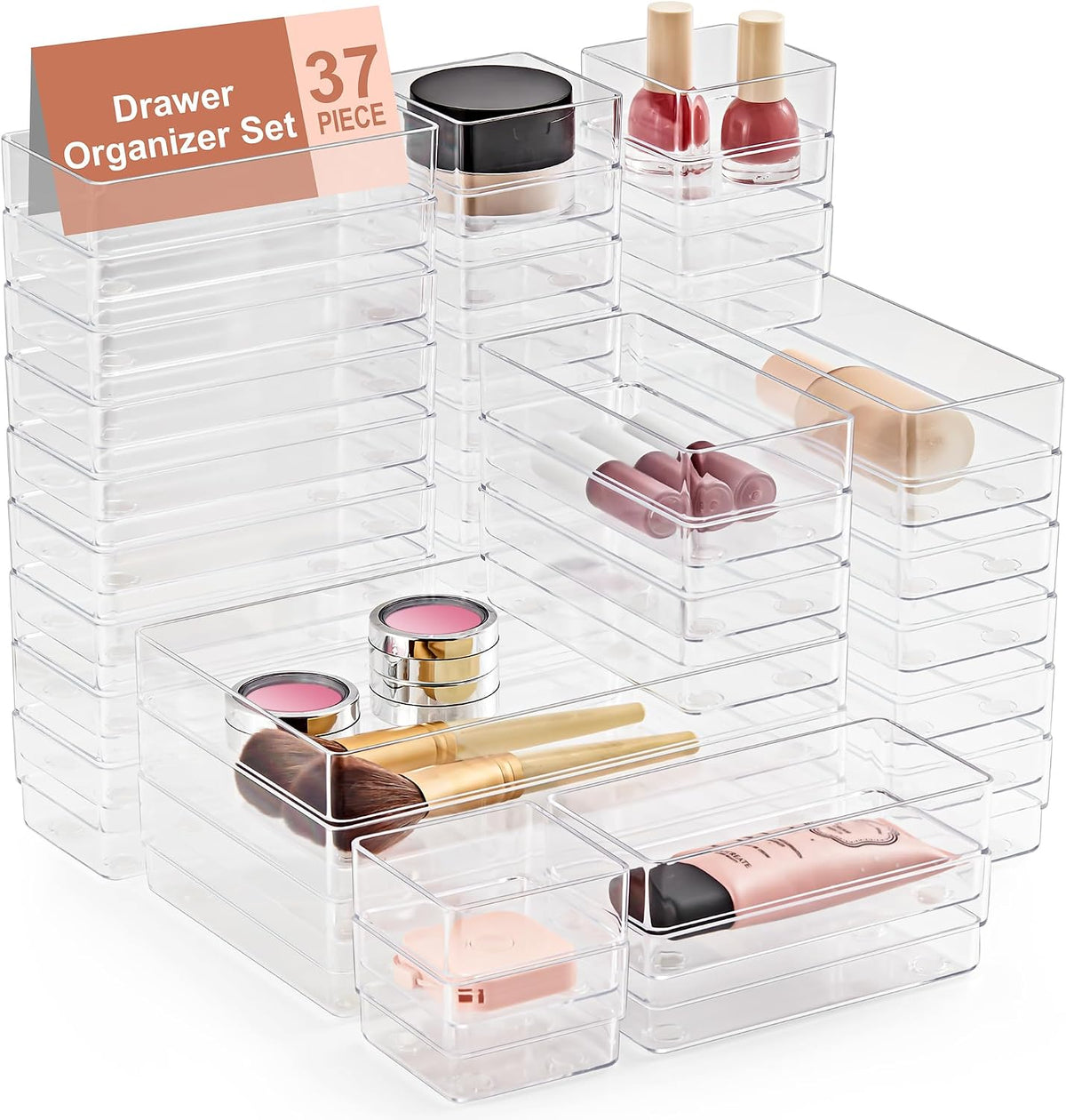 Drawer Organizer 5-Size Desk Makeup Drawer Organizer Clear