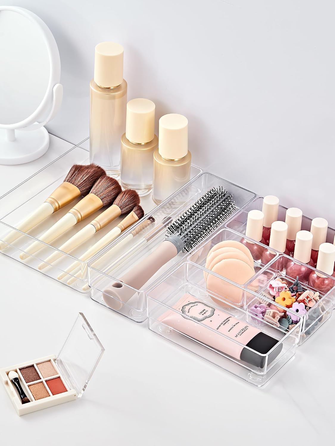 Drawer Organizer 5-Size Desk Makeup Drawer Organizer Clear