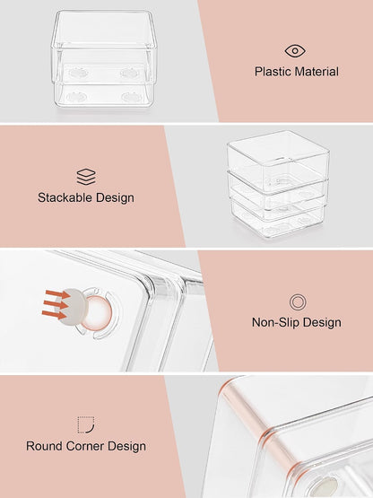Drawer Organizer 5-Size Desk Makeup Drawer Organizer Clear