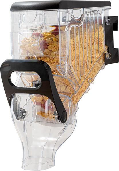 Met Lux 3.4 Gallon Dry Food Dispenser, 1 Airtight Cereal Dispenser - Wall-Mounted, Single Control, 1 Black Plastic Grain Holder, For Snacks, Nuts, Or Coffee Beans