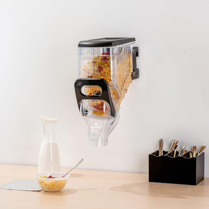Met Lux 3.4 Gallon Dry Food Dispenser, 1 Airtight Cereal Dispenser - Wall-Mounted, Single Control, 1 Black Plastic Grain Holder, For Snacks, Nuts, Or Coffee Beans