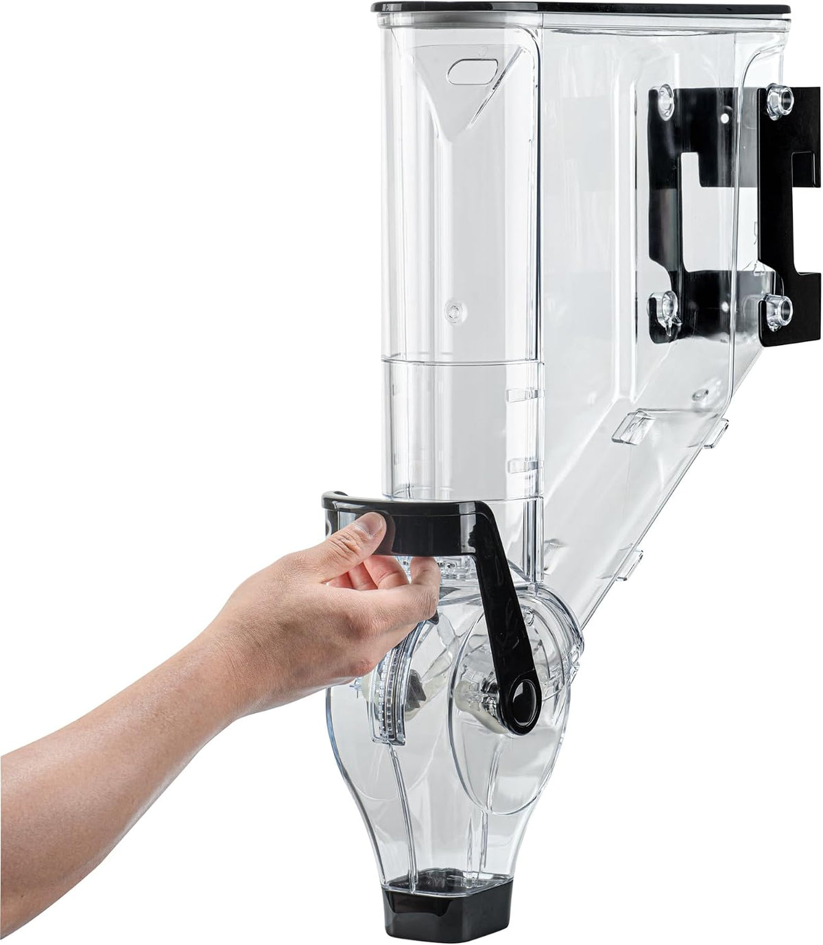 Met Lux 3.4 Gallon Dry Food Dispenser, 1 Airtight Cereal Dispenser - Wall-Mounted, Single Control, 1 Black Plastic Grain Holder, For Snacks, Nuts, Or Coffee Beans