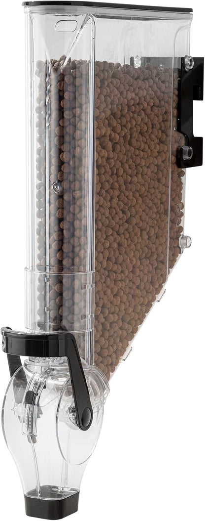Met Lux 3.4 Gallon Dry Food Dispenser, 1 Airtight Cereal Dispenser - Wall-Mounted, Single Control, 1 Black Plastic Grain Holder, For Snacks, Nuts, Or Coffee Beans
