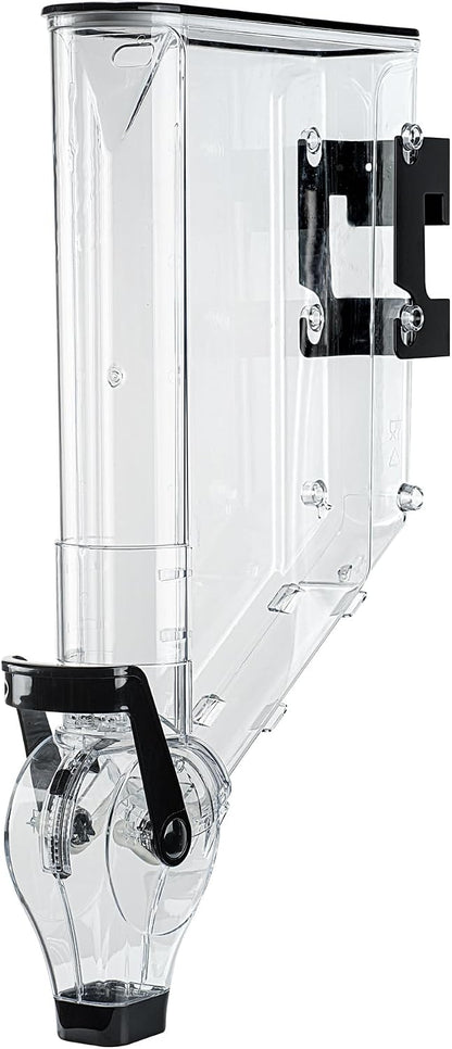 Met Lux 3.4 Gallon Dry Food Dispenser, 1 Airtight Cereal Dispenser - Wall-Mounted, Single Control, 1 Black Plastic Grain Holder, For Snacks, Nuts, Or Coffee Beans
