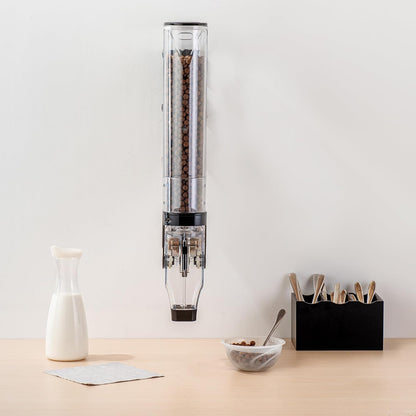 Met Lux 3.4 Gallon Dry Food Dispenser, 1 Airtight Cereal Dispenser - Wall-Mounted, Single Control, 1 Black Plastic Grain Holder, For Snacks, Nuts, Or Coffee Beans