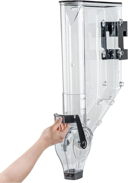 Met Lux 3.4 Gallon Dry Food Dispenser, 1 Airtight Cereal Dispenser - Wall-Mounted, Single Control, 1 Black Plastic Grain Holder, For Snacks, Nuts, Or Coffee Beans