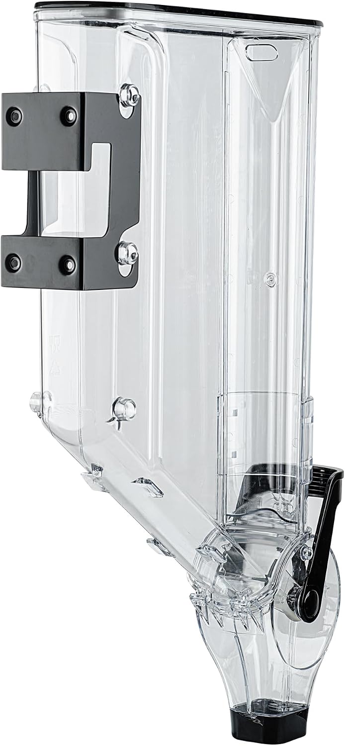 Met Lux 3.4 Gallon Dry Food Dispenser, 1 Airtight Cereal Dispenser - Wall-Mounted, Single Control, 1 Black Plastic Grain Holder, For Snacks, Nuts, Or Coffee Beans