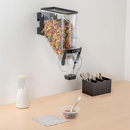 Met Lux 3.4 Gallon Dry Food Dispenser, 1 Airtight Cereal Dispenser - Wall-Mounted, Single Control, 1 Black Plastic Grain Holder, For Snacks, Nuts, Or Coffee Beans