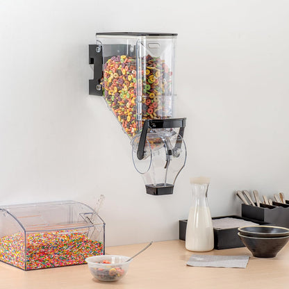 Met Lux 3.4 Gallon Dry Food Dispenser, 1 Airtight Cereal Dispenser - Wall-Mounted, Single Control, 1 Black Plastic Grain Holder, For Snacks, Nuts, Or Coffee Beans