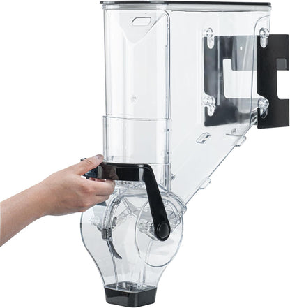 Met Lux 3.4 Gallon Dry Food Dispenser, 1 Airtight Cereal Dispenser - Wall-Mounted, Single Control, 1 Black Plastic Grain Holder, For Snacks, Nuts, Or Coffee Beans
