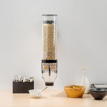 Met Lux 3.4 Gallon Dry Food Dispenser, 1 Airtight Cereal Dispenser - Wall-Mounted, Single Control, 1 Black Plastic Grain Holder, For Snacks, Nuts, Or Coffee Beans