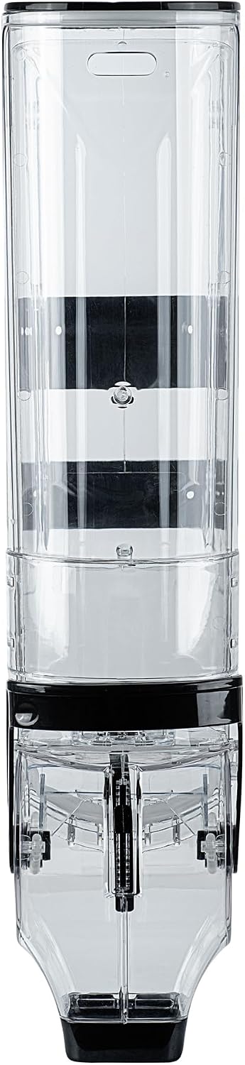 Met Lux 3.4 Gallon Dry Food Dispenser, 1 Airtight Cereal Dispenser - Wall-Mounted, Single Control, 1 Black Plastic Grain Holder, For Snacks, Nuts, Or Coffee Beans
