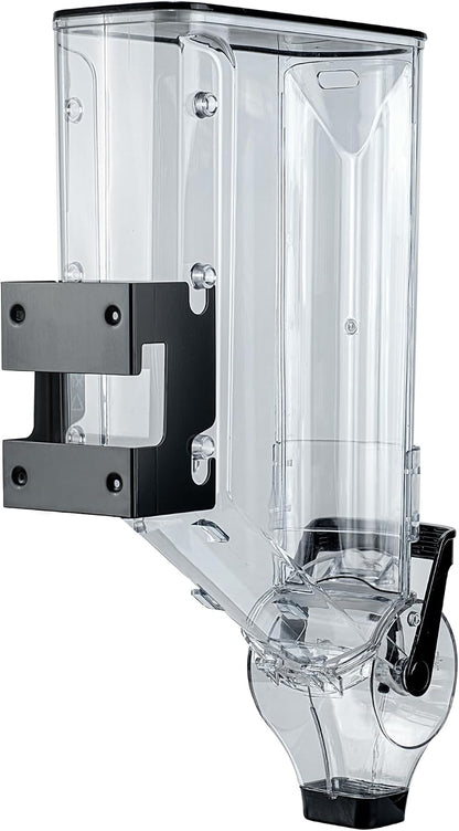 Met Lux 3.4 Gallon Dry Food Dispenser, 1 Airtight Cereal Dispenser - Wall-Mounted, Single Control, 1 Black Plastic Grain Holder, For Snacks, Nuts, Or Coffee Beans