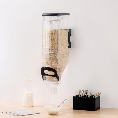 Met Lux 3.4 Gallon Dry Food Dispenser, 1 Airtight Cereal Dispenser - Wall-Mounted, Single Control, 1 Black Plastic Grain Holder, For Snacks, Nuts, Or Coffee Beans