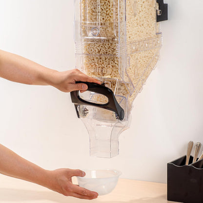 Met Lux 3.4 Gallon Dry Food Dispenser, 1 Airtight Cereal Dispenser - Wall-Mounted, Single Control, 1 Black Plastic Grain Holder, For Snacks, Nuts, Or Coffee Beans