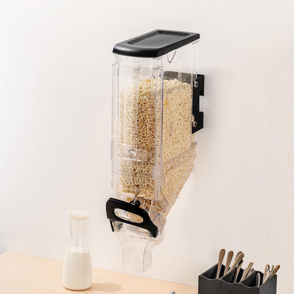 Met Lux 3.4 Gallon Dry Food Dispenser, 1 Airtight Cereal Dispenser - Wall-Mounted, Single Control, 1 Black Plastic Grain Holder, For Snacks, Nuts, Or Coffee Beans