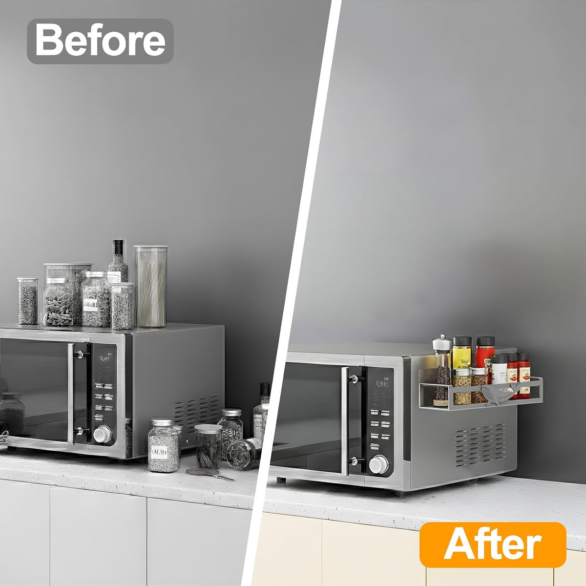 Magnetic Spice Rack for Refrigerator, 4-Pack Metal Seasoning Organizer for Kitchen Storage Organization, Magnetic Shelf for Fridge Space Saving Spice Organizer, Black