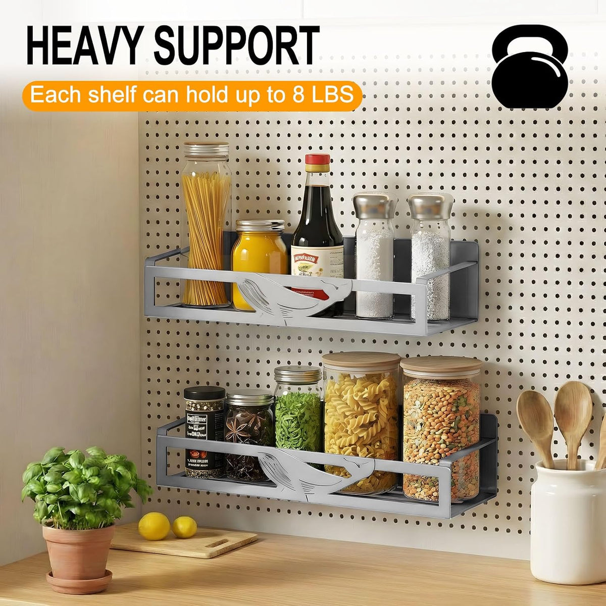 Magnetic Spice Rack for Refrigerator, 4-Pack Metal Seasoning Organizer for Kitchen Storage Organization, Magnetic Shelf for Fridge Space Saving Spice Organizer, Black