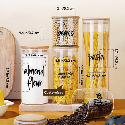 170PCS Kitchen Pantry Labels for Food Containers, Black Script Clear Labels | Water & Oil Resistant Preprinted Labels, Easy Peel and Stick for Jars, Bins, Containers and Food Storage Organization
