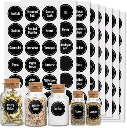 170PCS Kitchen Pantry Labels for Food Containers, Black Script Clear Labels | Water & Oil Resistant Preprinted Labels, Easy Peel and Stick for Jars, Bins, Containers and Food Storage Organization