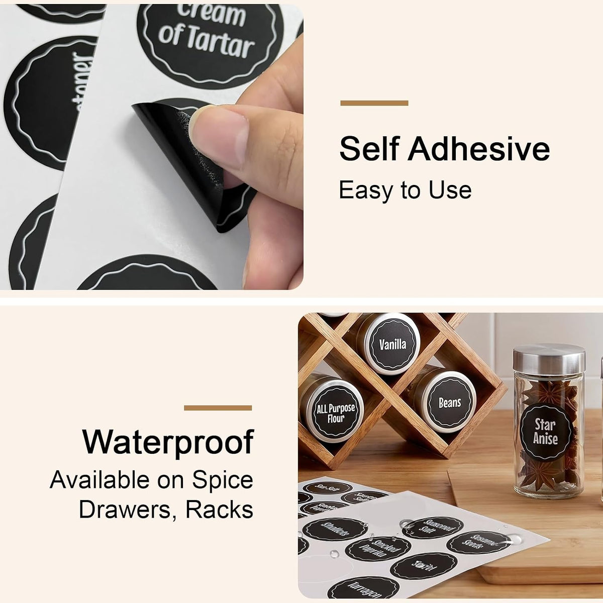 170PCS Kitchen Pantry Labels for Food Containers, Black Script Clear Labels | Water & Oil Resistant Preprinted Labels, Easy Peel and Stick for Jars, Bins, Containers and Food Storage Organization