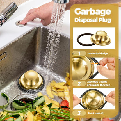 4 Pcs Matte Black Kitchen Sink Accessories Garbage Disposal Splash Guards 3.4'' Sink Drain Strainer and Stopper Stainless Steel Garbage Disposal Plug for Kitchen Drain Strainer