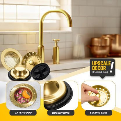 4 Pcs Matte Black Kitchen Sink Accessories Garbage Disposal Splash Guards 3.4'' Sink Drain Strainer and Stopper Stainless Steel Garbage Disposal Plug for Kitchen Drain Strainer