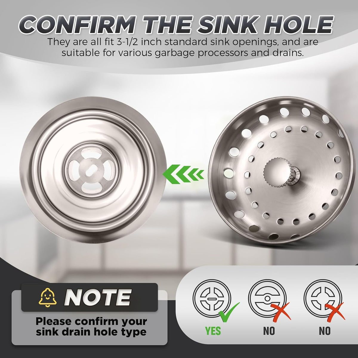 4 Pcs Matte Black Kitchen Sink Accessories Garbage Disposal Splash Guards 3.4'' Sink Drain Strainer and Stopper Stainless Steel Garbage Disposal Plug for Kitchen Drain Strainer