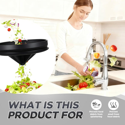 4 Pcs Matte Black Kitchen Sink Accessories Garbage Disposal Splash Guards 3.4'' Sink Drain Strainer and Stopper Stainless Steel Garbage Disposal Plug for Kitchen Drain Strainer