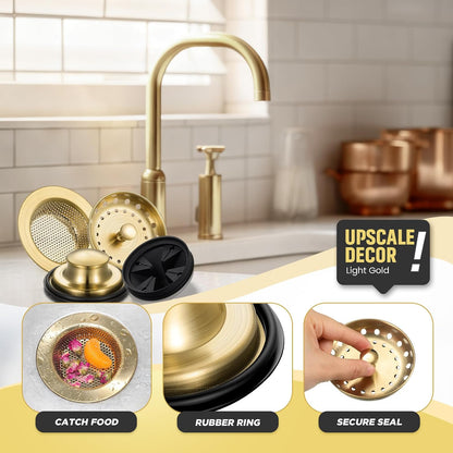 4 Pcs Matte Black Kitchen Sink Accessories Garbage Disposal Splash Guards 3.4'' Sink Drain Strainer and Stopper Stainless Steel Garbage Disposal Plug for Kitchen Drain Strainer