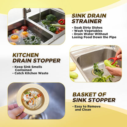 4 Pcs Matte Black Kitchen Sink Accessories Garbage Disposal Splash Guards 3.4'' Sink Drain Strainer and Stopper Stainless Steel Garbage Disposal Plug for Kitchen Drain Strainer