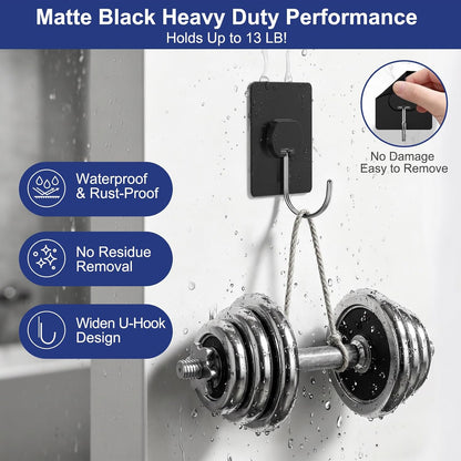 Adhesive Wall Hooks No Drill Large Clear Heavy Duty,13LB Sticky 8 Pack