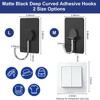Adhesive Wall Hooks No Drill Large Clear Heavy Duty,13LB Sticky 8 Pack