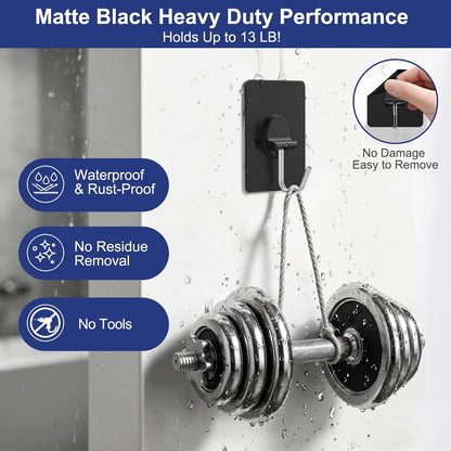 Adhesive Wall Hooks No Drill Large Clear Heavy Duty,13LB Sticky 8 Pack