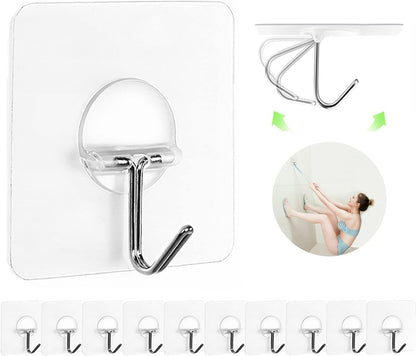 Adhesive Wall Hooks No Drill Large Clear Heavy Duty,13LB Sticky 8 Pack
