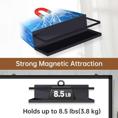 Magnetic Spice Rack for Refrigerator, Magnetic Fridge Shelf for Kitchen Spice Organizer, Spice Rack Wall Mount, Fridge Organizers and Storage (2, Black)