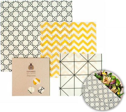 Beeswax Wrap for Food, Set of 3 Bees Wax Wraps, Reusable Bees Paper for Wrapping Vegetables, Cheese, Bowl Covers and Sandwich Wrapping Paper, Beeswax Food Wraps (Fruit Punch)