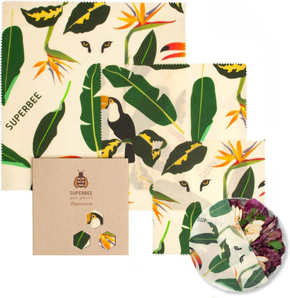 Beeswax Wrap for Food, Set of 3 Bees Wax Wraps, Reusable Bees Paper for Wrapping Vegetables, Cheese, Bowl Covers and Sandwich Wrapping Paper, Beeswax Food Wraps (Fruit Punch)