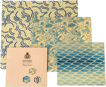 Beeswax Wrap for Food, Set of 3 Bees Wax Wraps, Reusable Bees Paper for Wrapping Vegetables, Cheese, Bowl Covers and Sandwich Wrapping Paper, Beeswax Food Wraps (Fruit Punch)