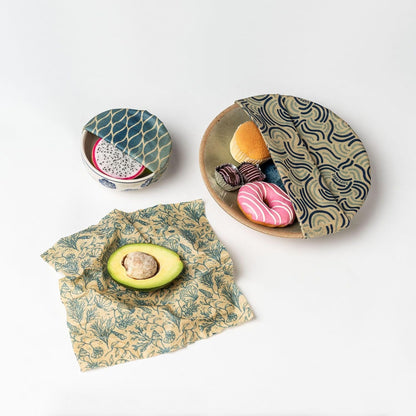 Beeswax Wrap for Food, Set of 3 Bees Wax Wraps, Reusable Bees Paper for Wrapping Vegetables, Cheese, Bowl Covers and Sandwich Wrapping Paper, Beeswax Food Wraps (Fruit Punch)