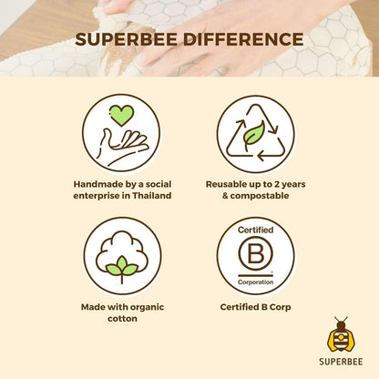 Beeswax Wrap for Food, Set of 3 Bees Wax Wraps, Reusable Bees Paper for Wrapping Vegetables, Cheese, Bowl Covers and Sandwich Wrapping Paper, Beeswax Food Wraps (Fruit Punch)