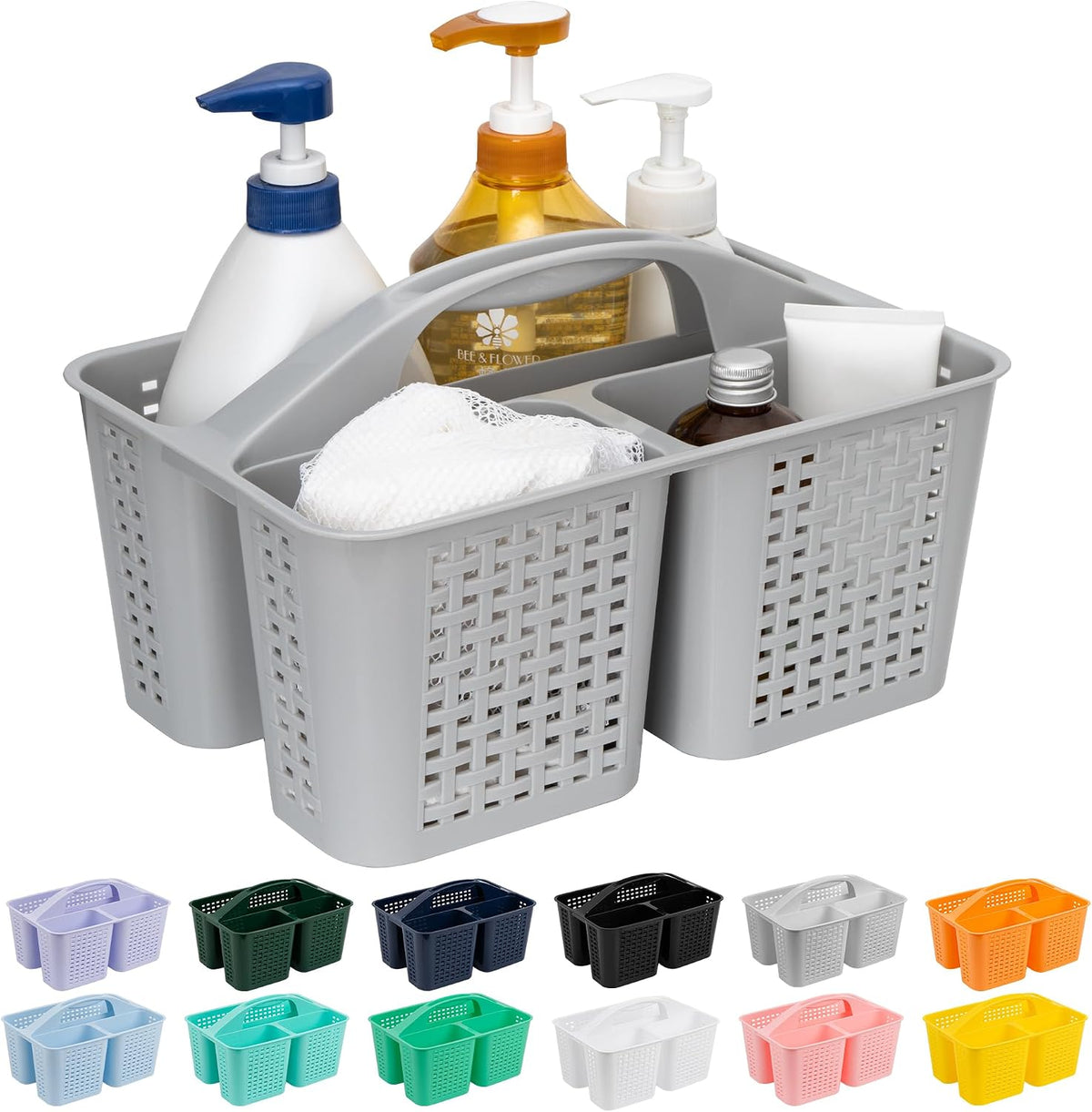 Portable Shower Caddy, Caddy Organizer with Handle, Plastic Shower Basket Hold Soap, Shampoo, Hair Supplies and Beauty Products, Cleaning Supplies Organizer for Home, Dorm, Shelf and Cabinet