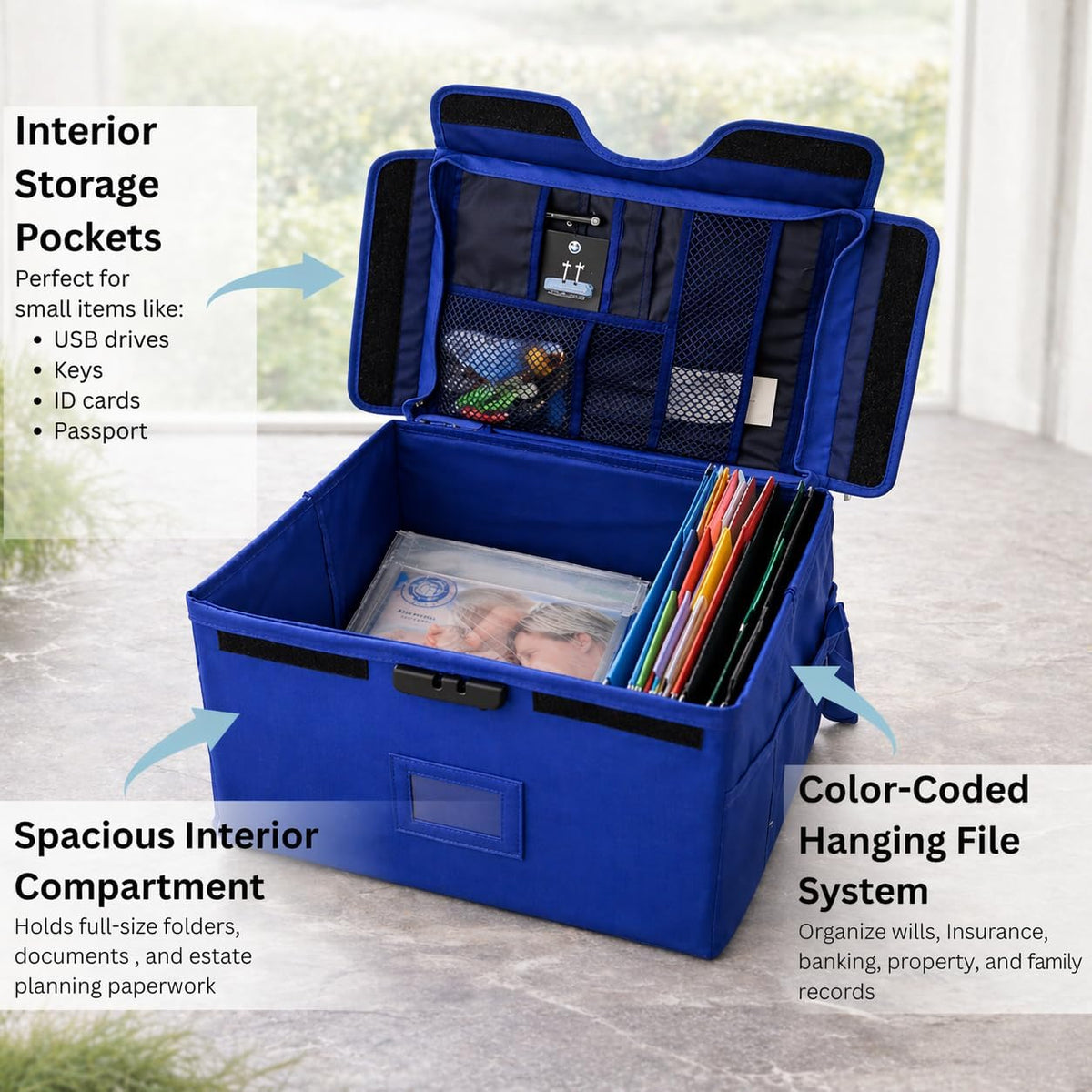 Icebox End of Life Organizer – Fire-Resistant Estate Planning & Emergency Document Storage Box – Lockable Home File Organizer for Important Documents (Blue)