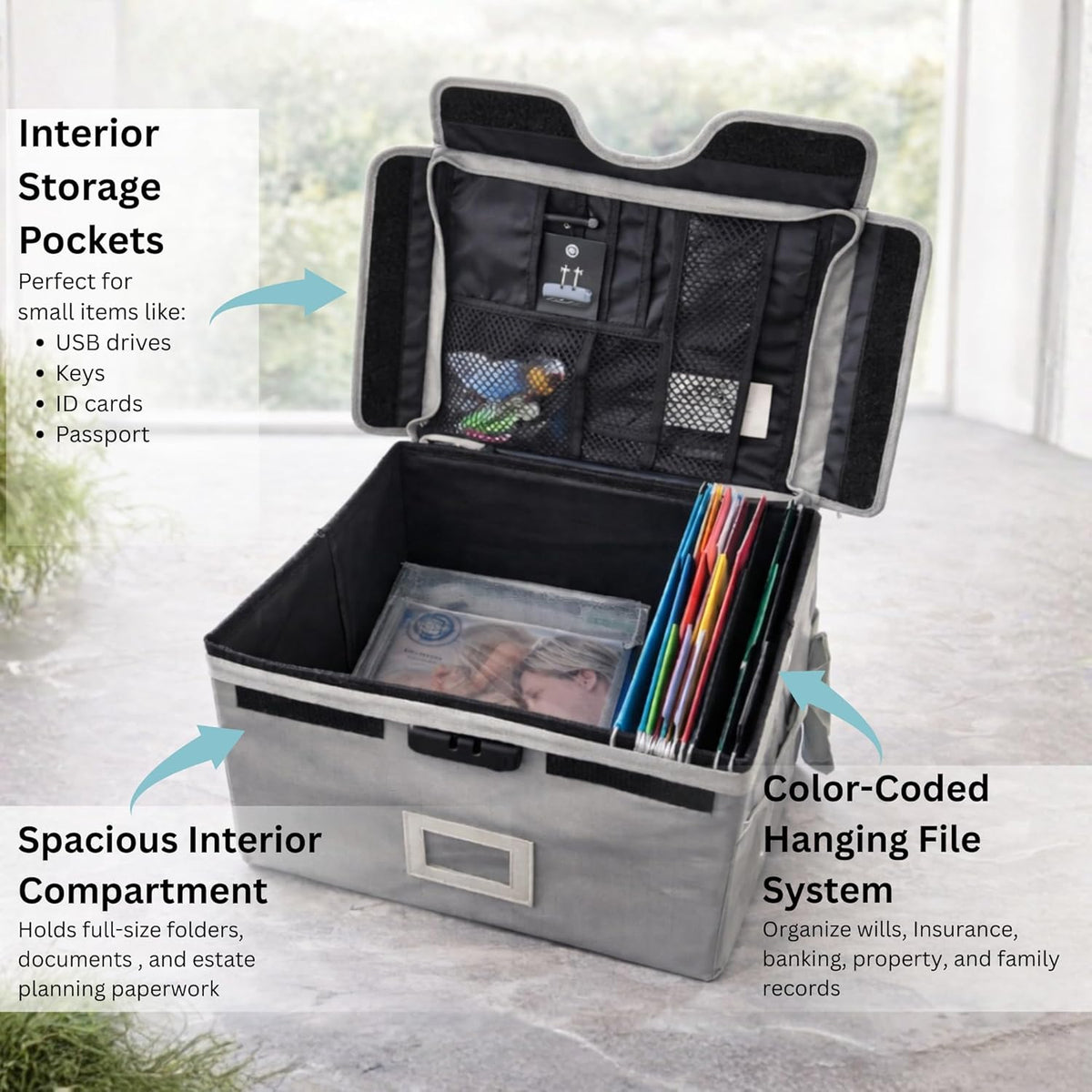 Icebox End of Life Organizer – Fire-Resistant Estate Planning & Emergency Document Storage Box – Lockable Home File Organizer for Important Documents (Blue)