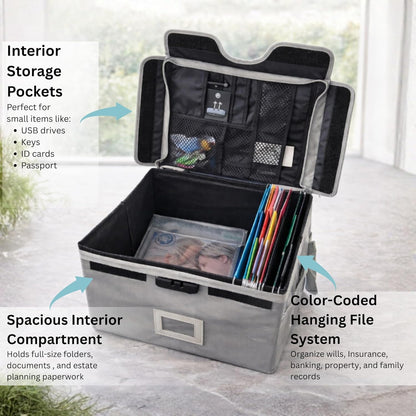 Icebox End of Life Organizer – Fire-Resistant Estate Planning & Emergency Document Storage Box – Lockable Home File Organizer for Important Documents (Blue)
