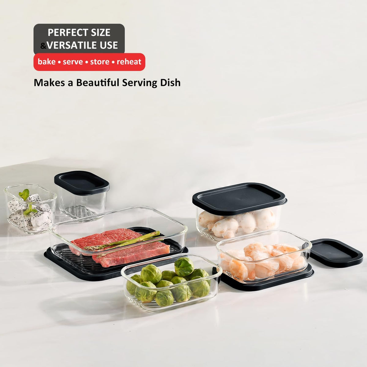 Glass Meal Prep Containers with Grooved Base, 12 Stackable BPA Free Glass Storage Containers with Lids for Lunch, Pantry, and Kitchen - Microwave, Dishwasher Freezer & Oven Safe - Sage