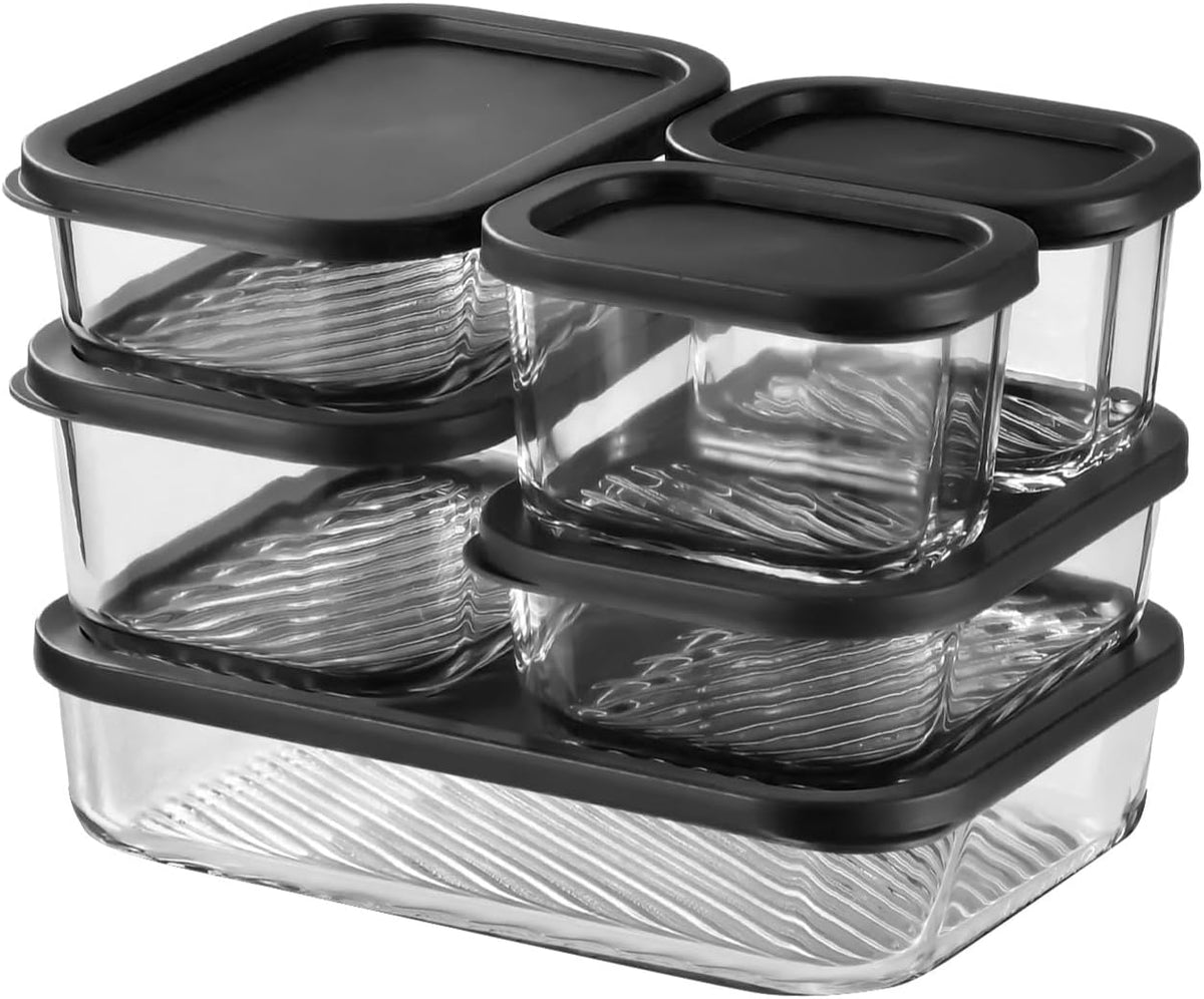 Glass Meal Prep Containers with Grooved Base, 12 Stackable BPA Free Glass Storage Containers with Lids for Lunch, Pantry, and Kitchen - Microwave, Dishwasher Freezer & Oven Safe - Sage